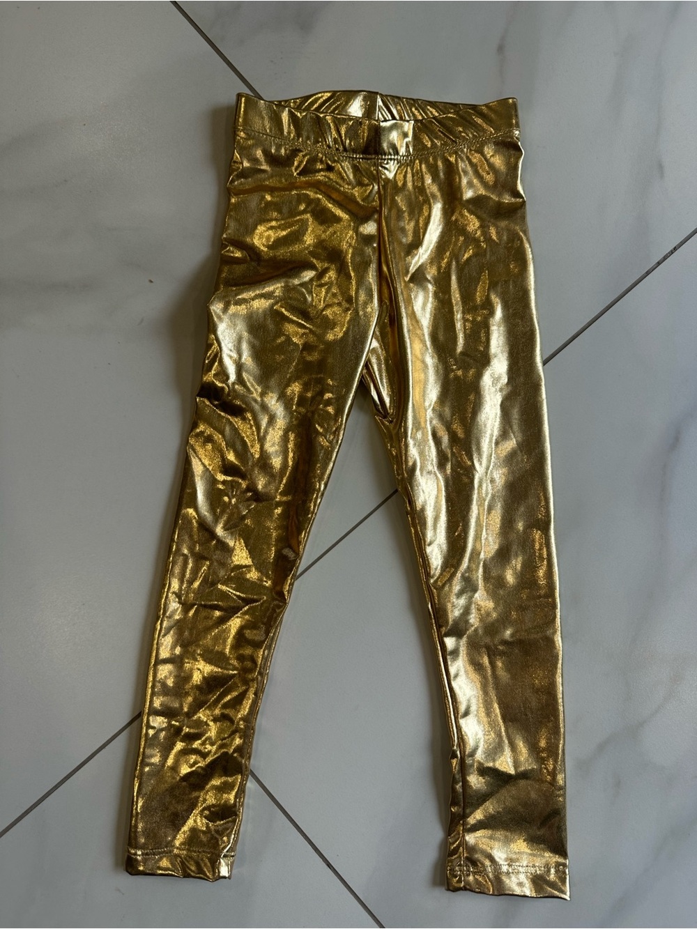 Azarhia Kids Metallic Gold Leggings Size YT 2/3